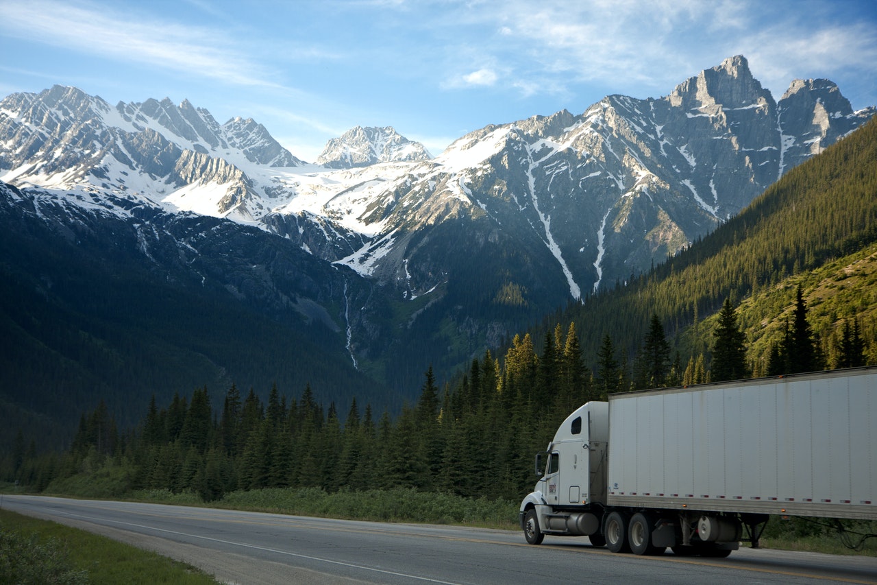 truck by mountain