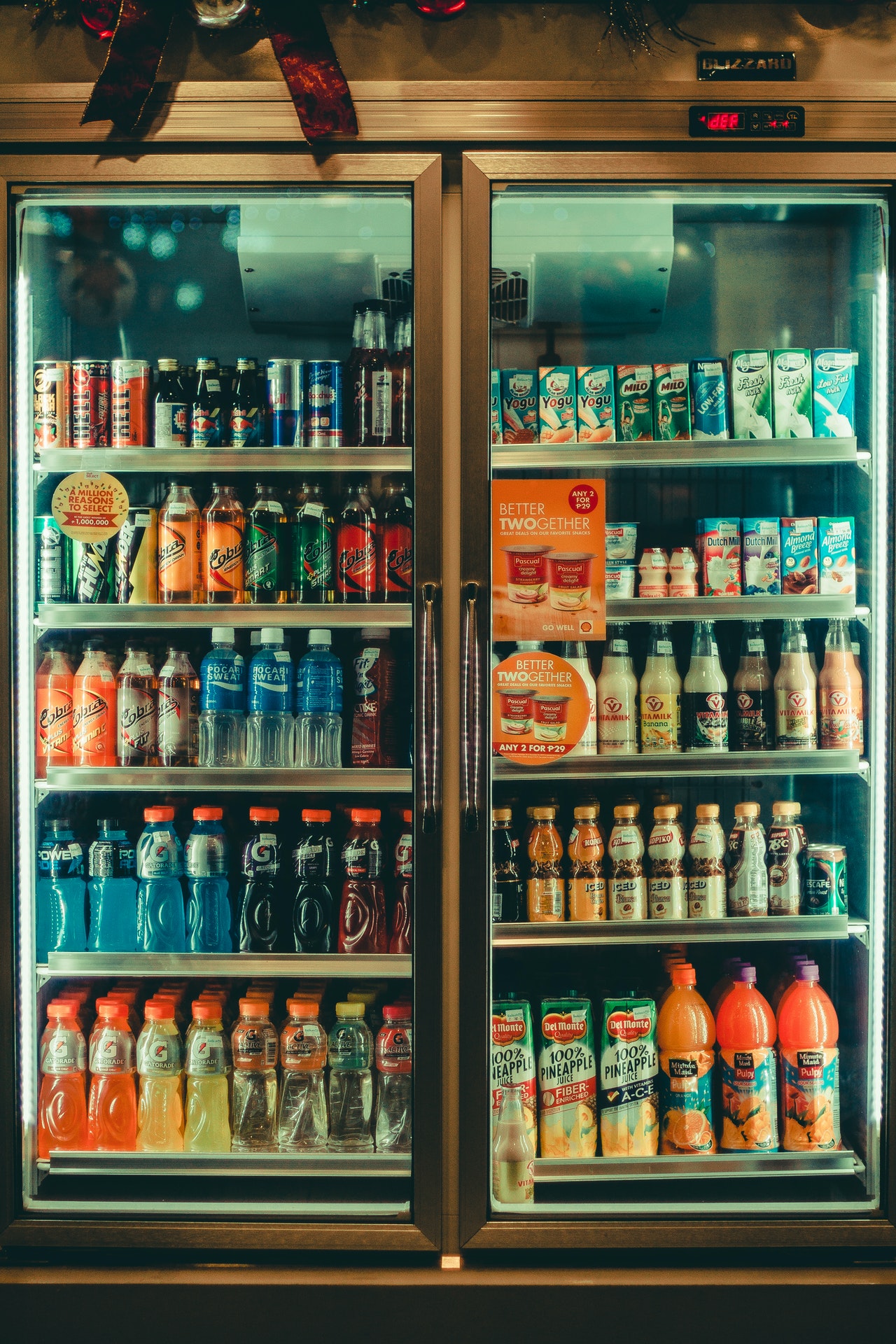 fridge with drinks