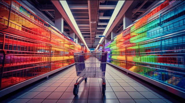 shopping cart and aisle shop business sale buy