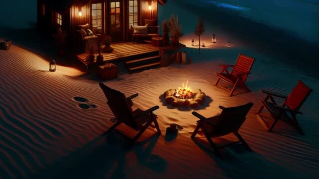 cottage beach bonfire business sale