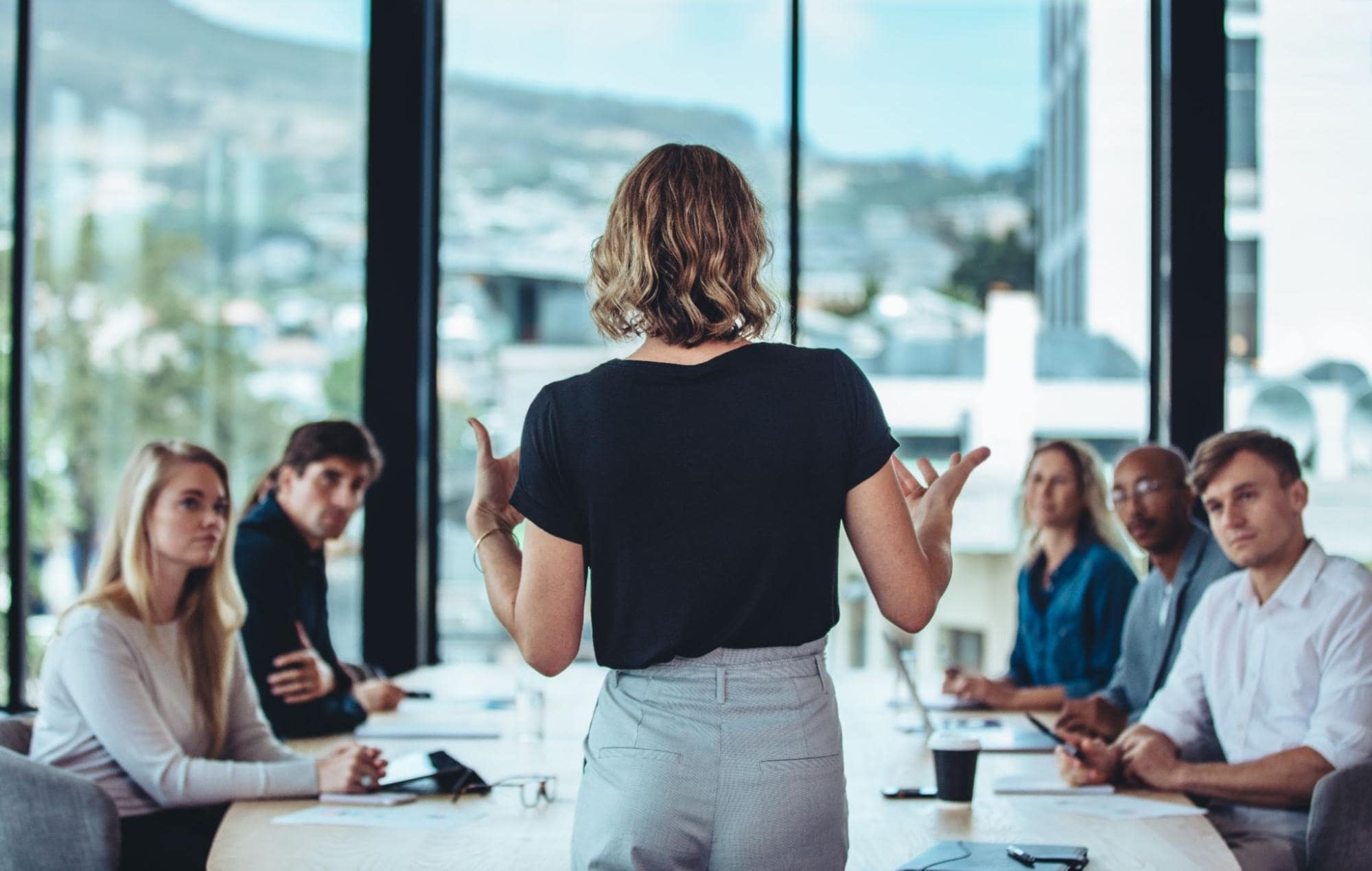 A business broker in Canada giving presentation