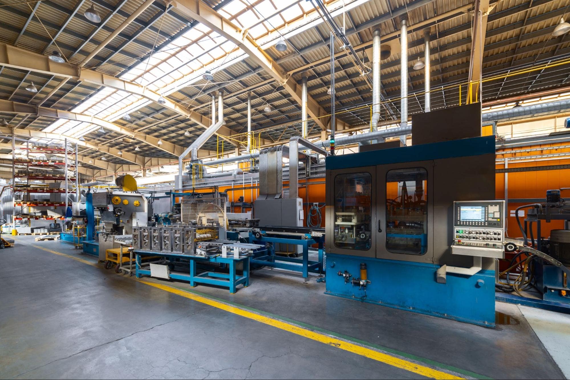 Machinery inside a machine shop