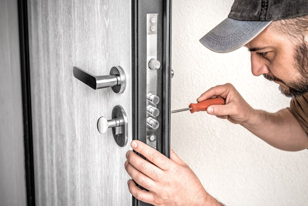 Locksmith opening a door